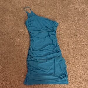 Princess Polly Teal One-Shoulder Dress